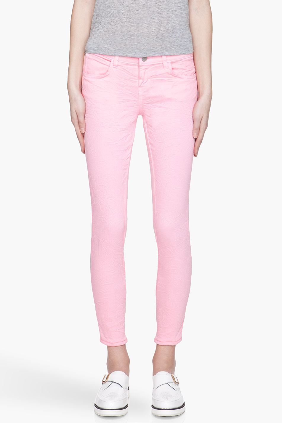 J Brand Bubblegum Pink Engineered Crinkle Skinny Jeans In Pink Lyst