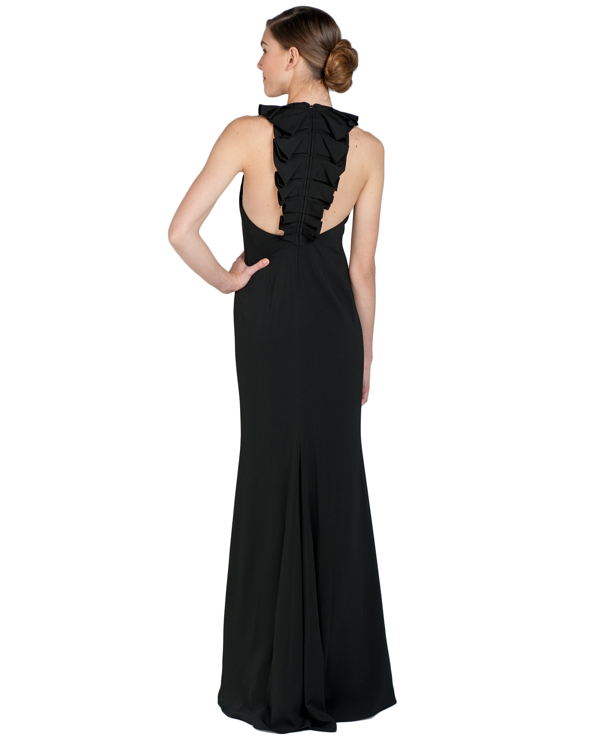 badgley mischka sequin ruffle gown