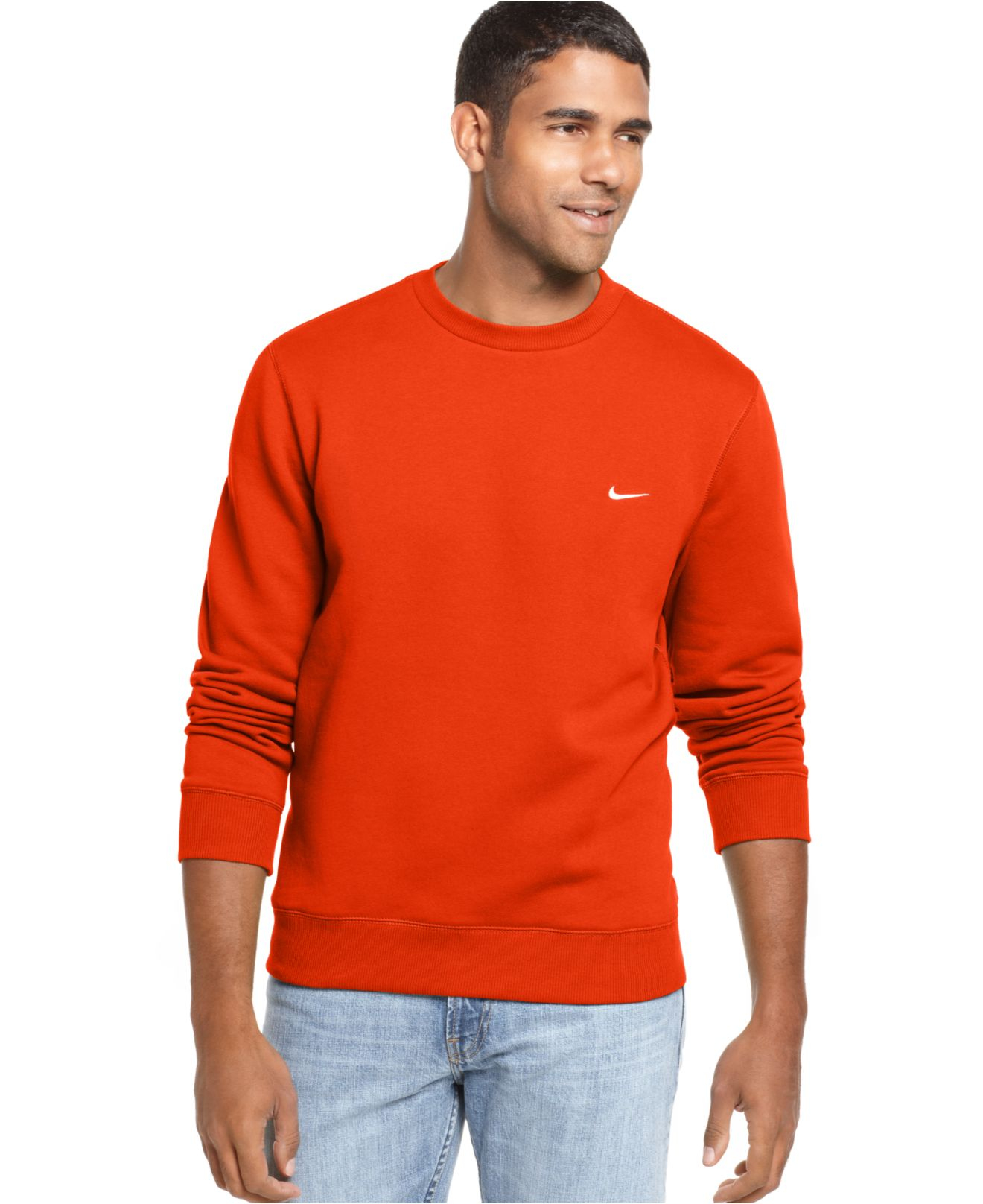 Lyst - Nike Men's Classic Fleece Crew Pullover in Orange for Men