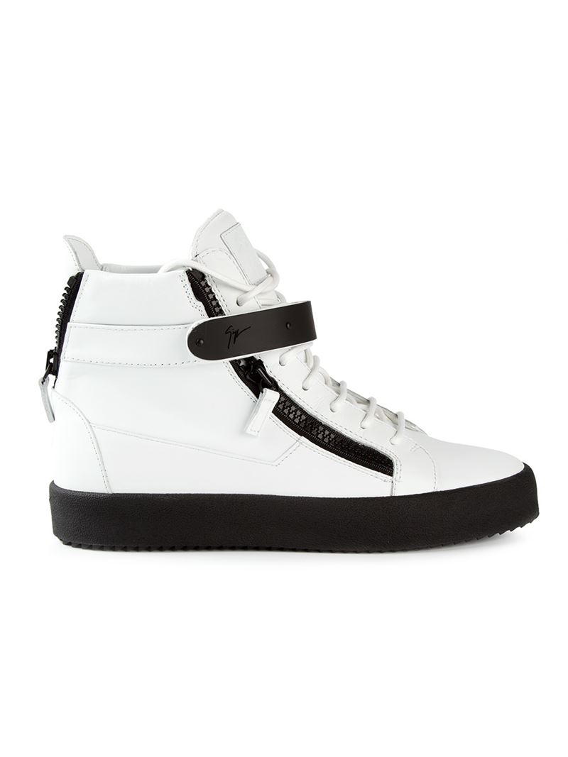 Lyst - Giuseppe Zanotti Zip Detail Hi-top Sneakers in White for Men