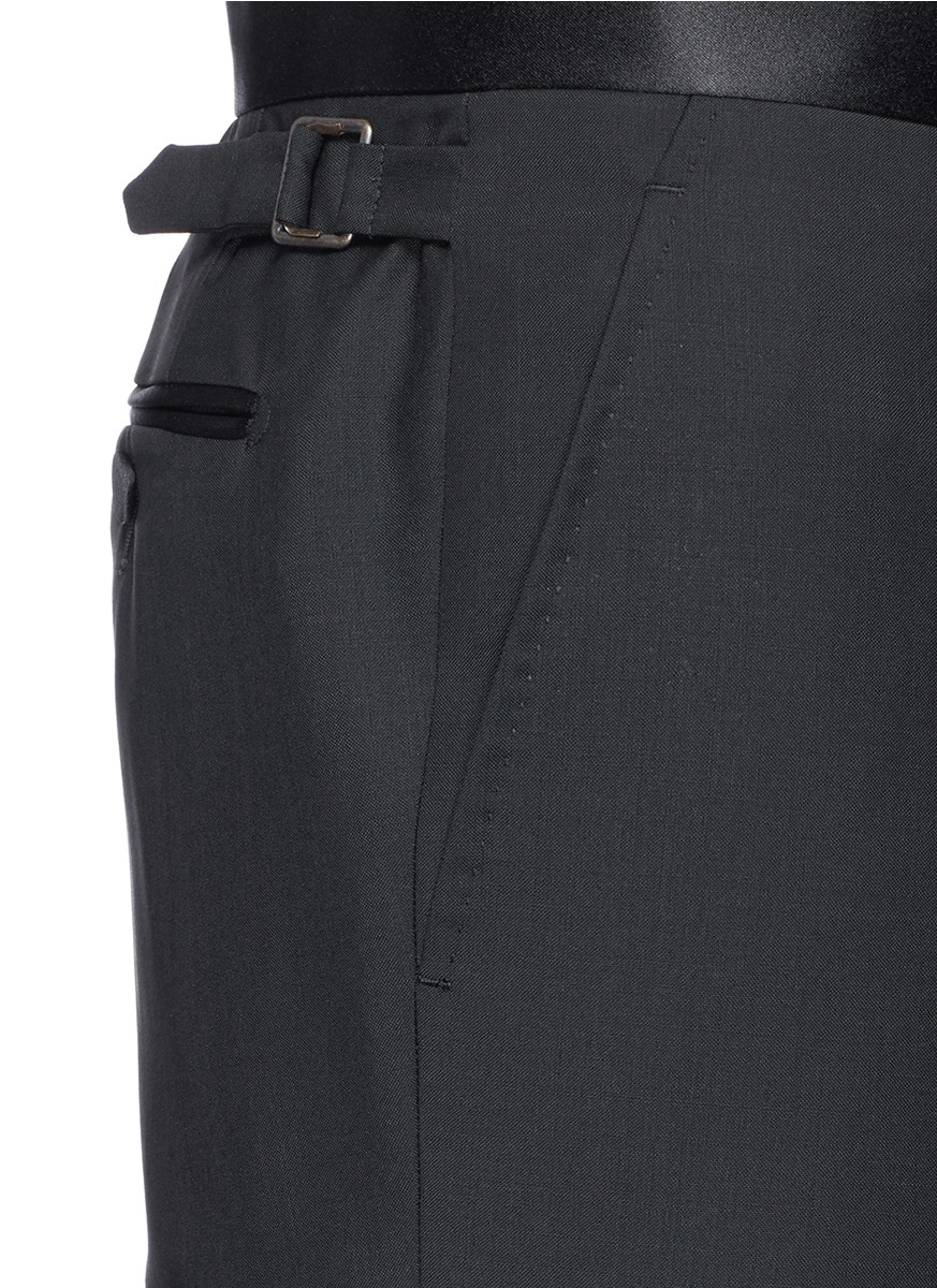 Lyst - Lanvin Satin Waistband Wool-mohair Tuxedo Pants in Black for Men