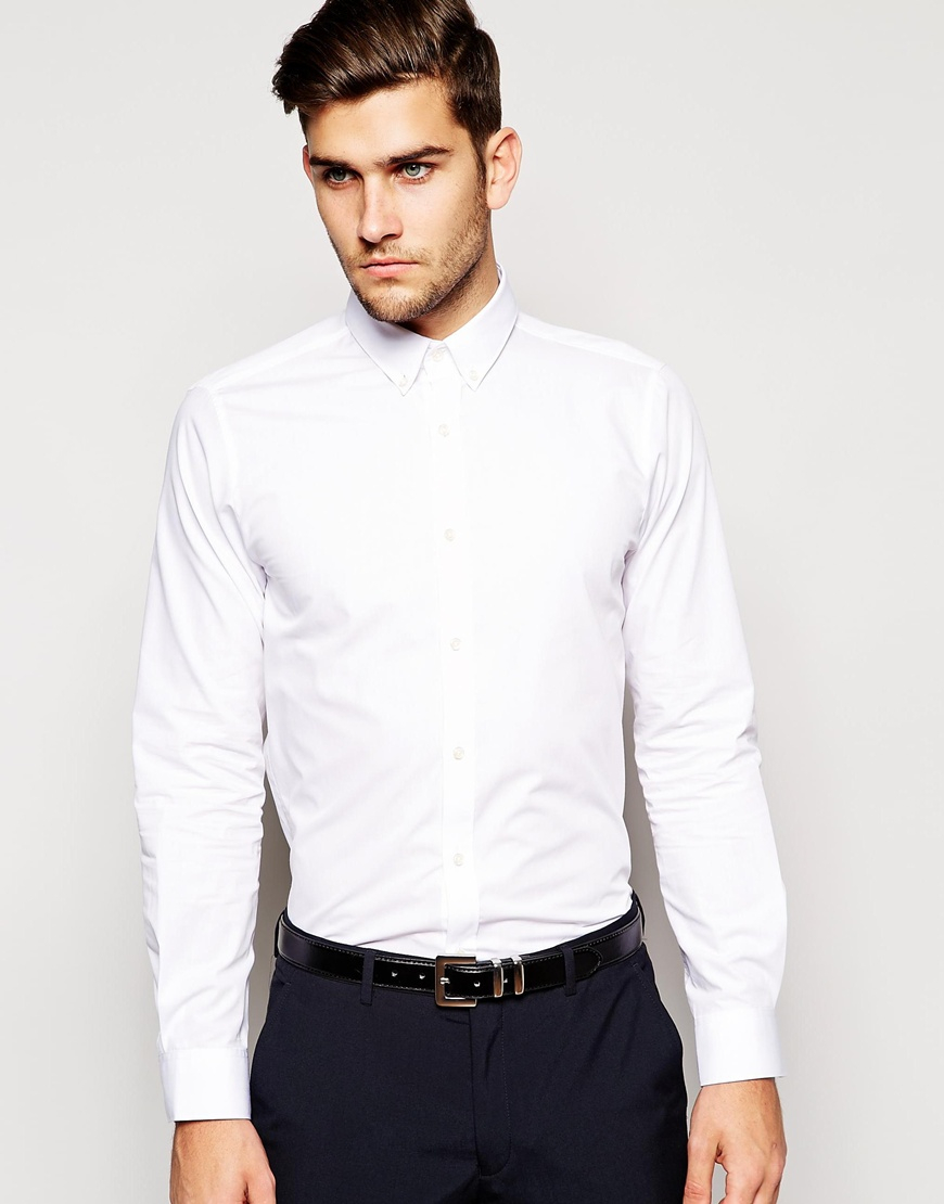 SELECTED Selected Formal Shirt With Button Down Collar In Skinny Fit in ...