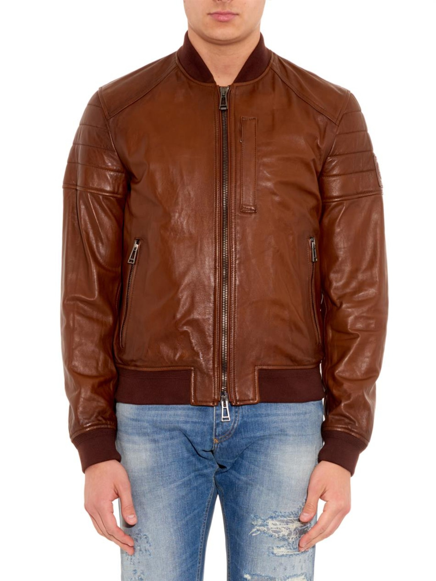 Lyst - Belstaff Stockdale Leather Bomber Jacket in Brown for Men