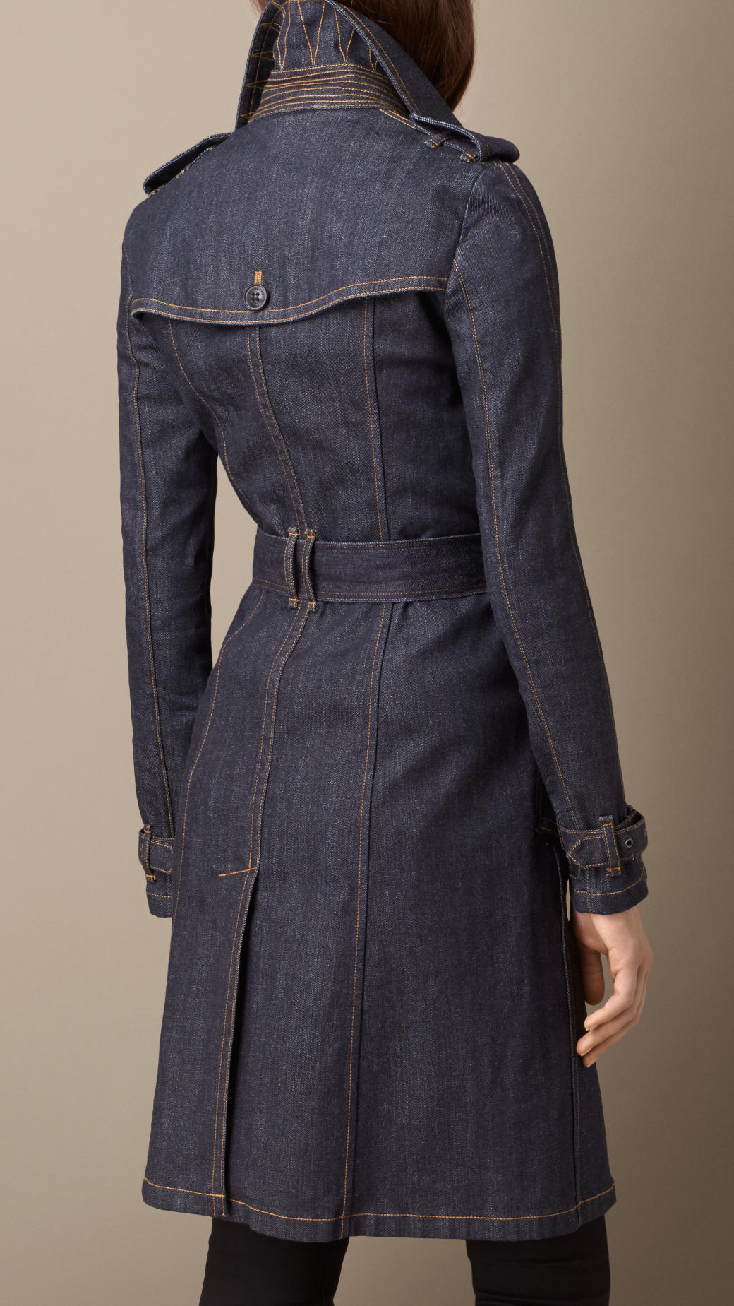 Burberry Japanese Denim Structured Trench Coat in Blue | Lyst