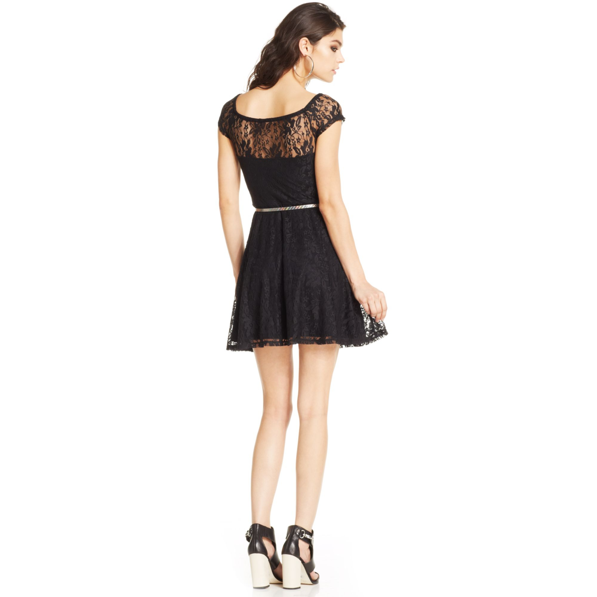 Lyst - Material Girl Juniors Lace Illusion Dress in Black