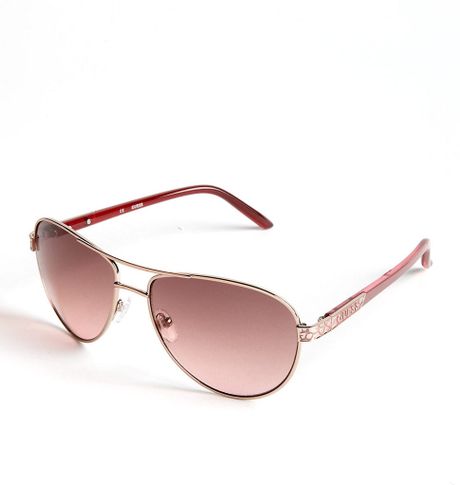 Guess Aviator Sunglasses in Pink for Men (rose gold) | Lyst