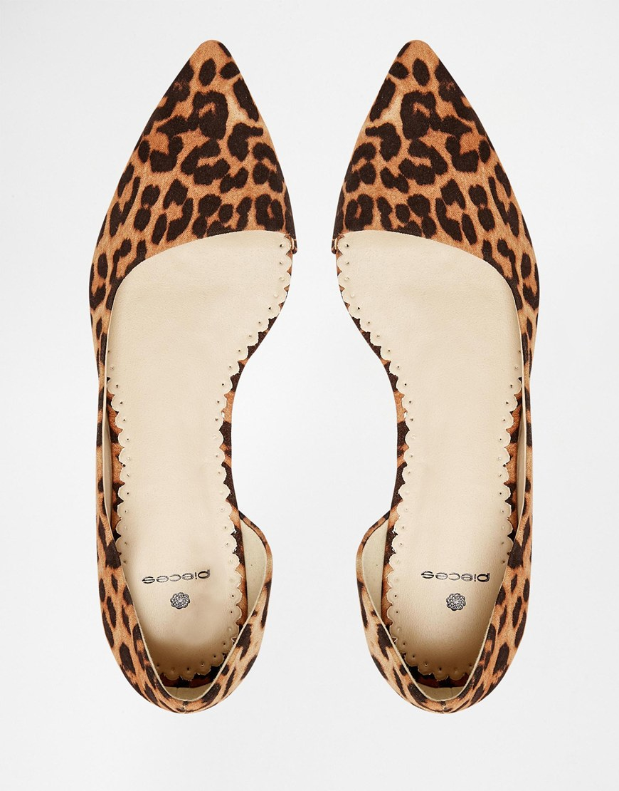 Lyst - Pieces Vani Black Leopard Flat Shoes in Brown
