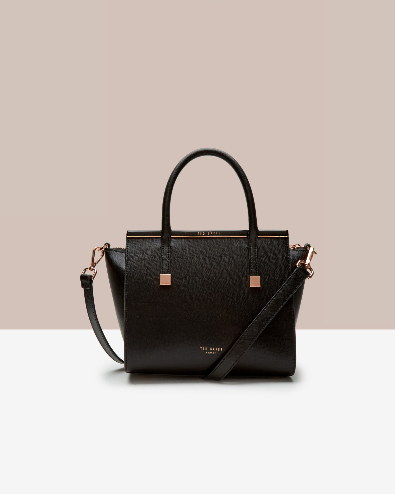 Lyst - Ted Baker Crosshatch Leather Tote Bag in Black