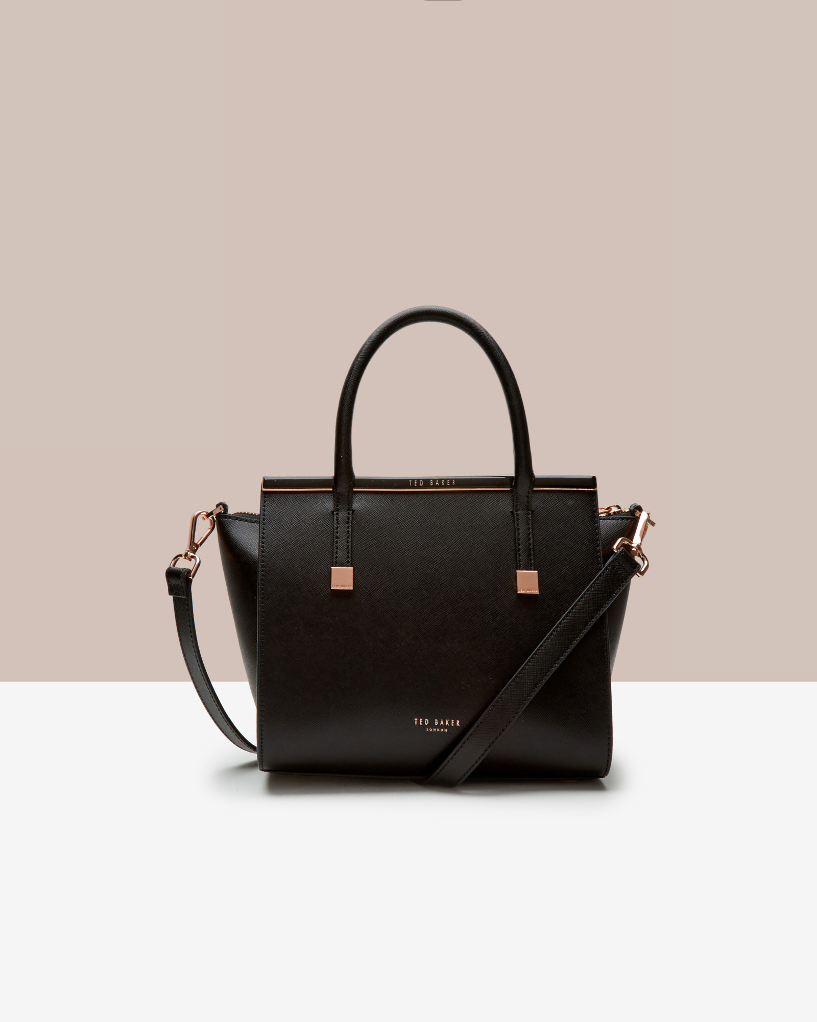 Lyst Ted Baker Crosshatch Leather Tote Bag in Black