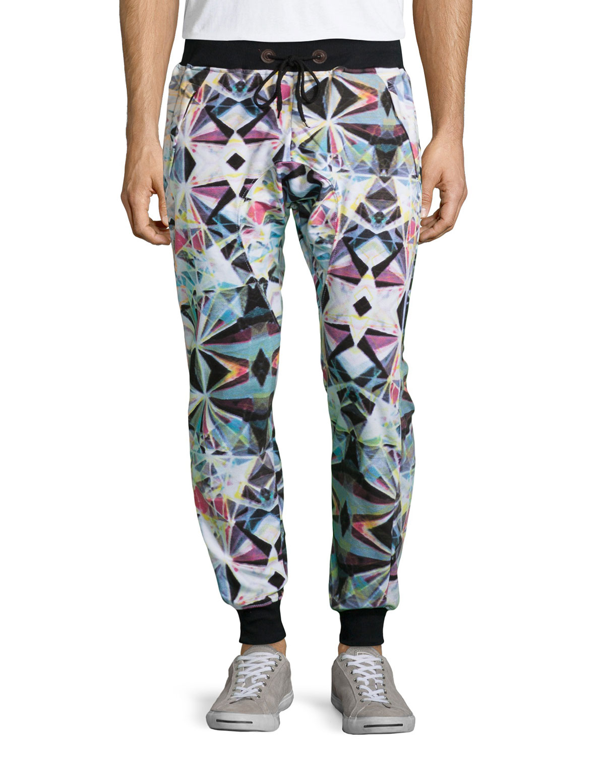 American stitch Kaleidoscope Printed Jogger Pants in Black for Men | Lyst