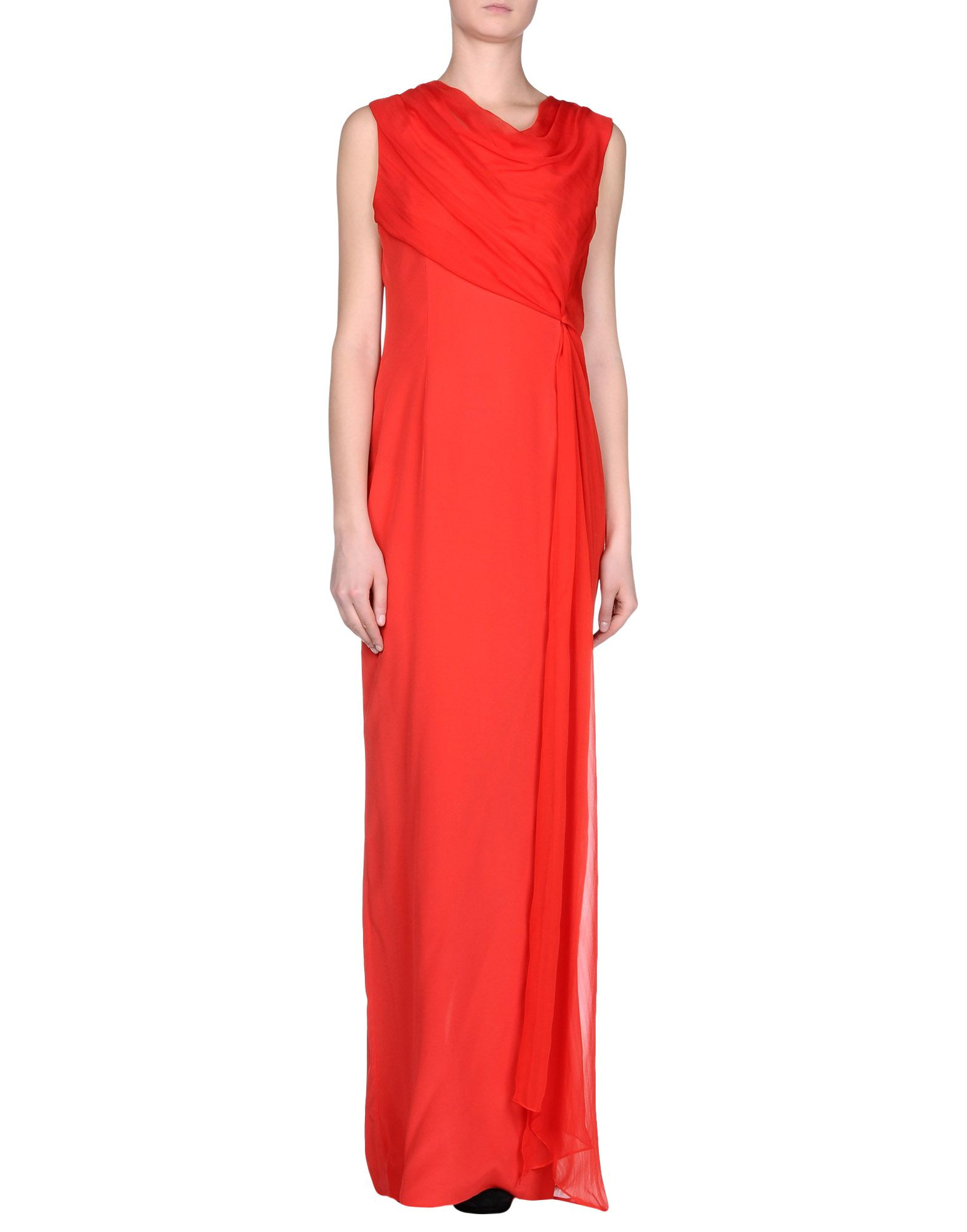 Vera wang Long Dress in Red | Lyst