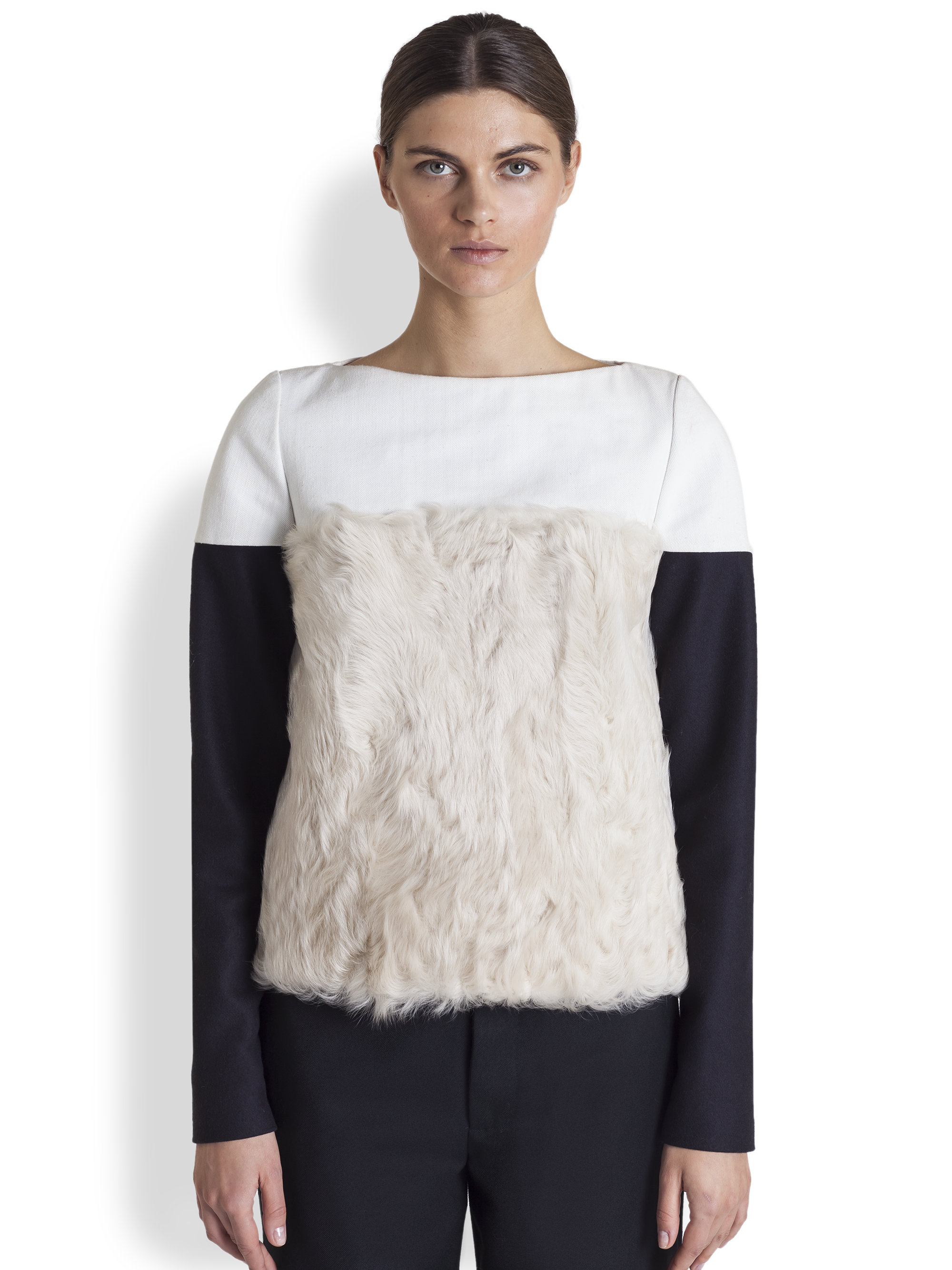 Lyst - Marni Kid Fur Top in Black