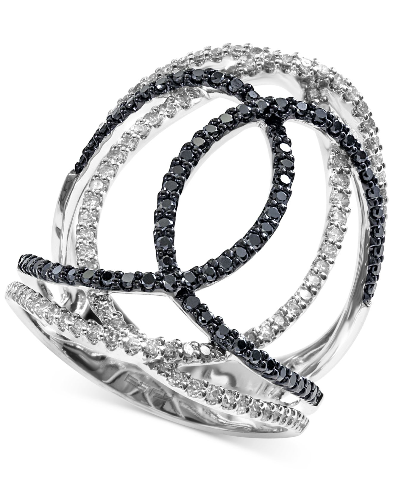 Effy collection Effy Black And White Diamond Swirl Ring (3/4 Ct. T.w