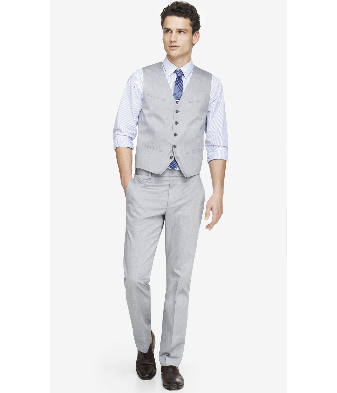 Express Light Gray Oxford Cloth Suit Vest in Gray for Men | Lyst