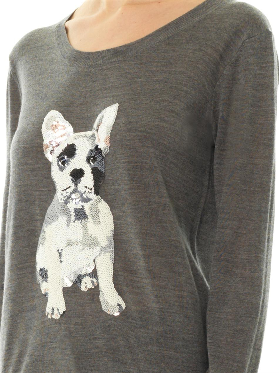 Lyst - Markus Lupfer Natalie French Bulldog Sequin Sweatshirt in Gray