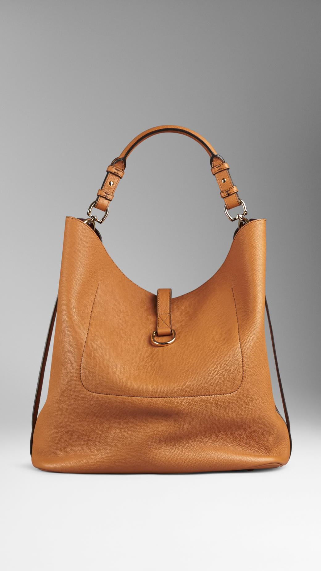 Lyst - Burberry Large Buckle Detail Leather Hobo Bag in Brown