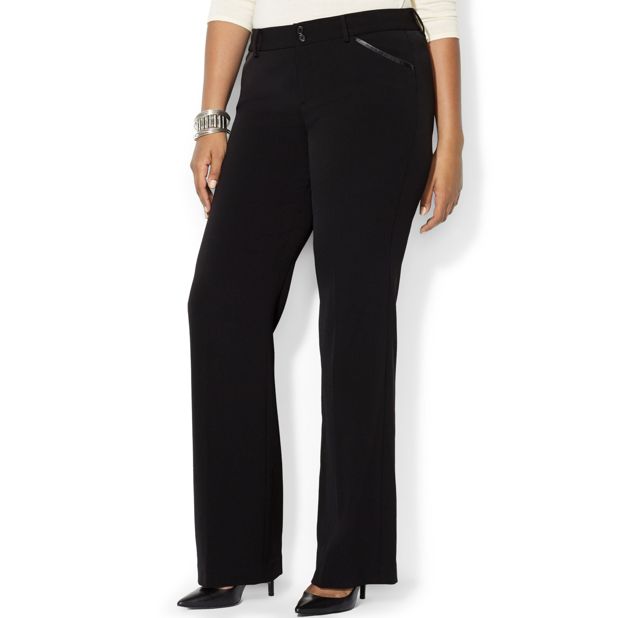 Lauren by Ralph Lauren Black Plus Size WideLeg Wool Pants Lyst