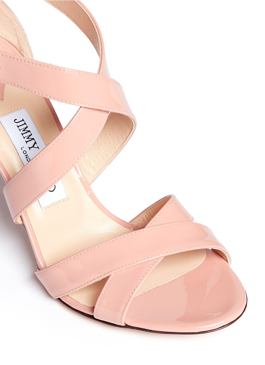 Lyst - Jimmy Choo 'louise' Patent Leather Strappy Sandals in Pink