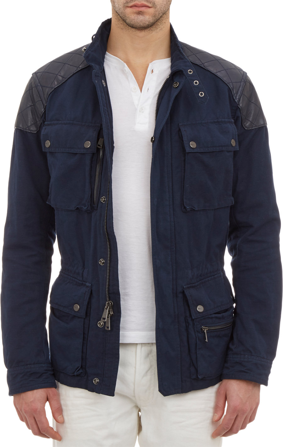 Ralph Lauren Black Label Leatherpatch Canvas Field Jacket In Blue Gallery