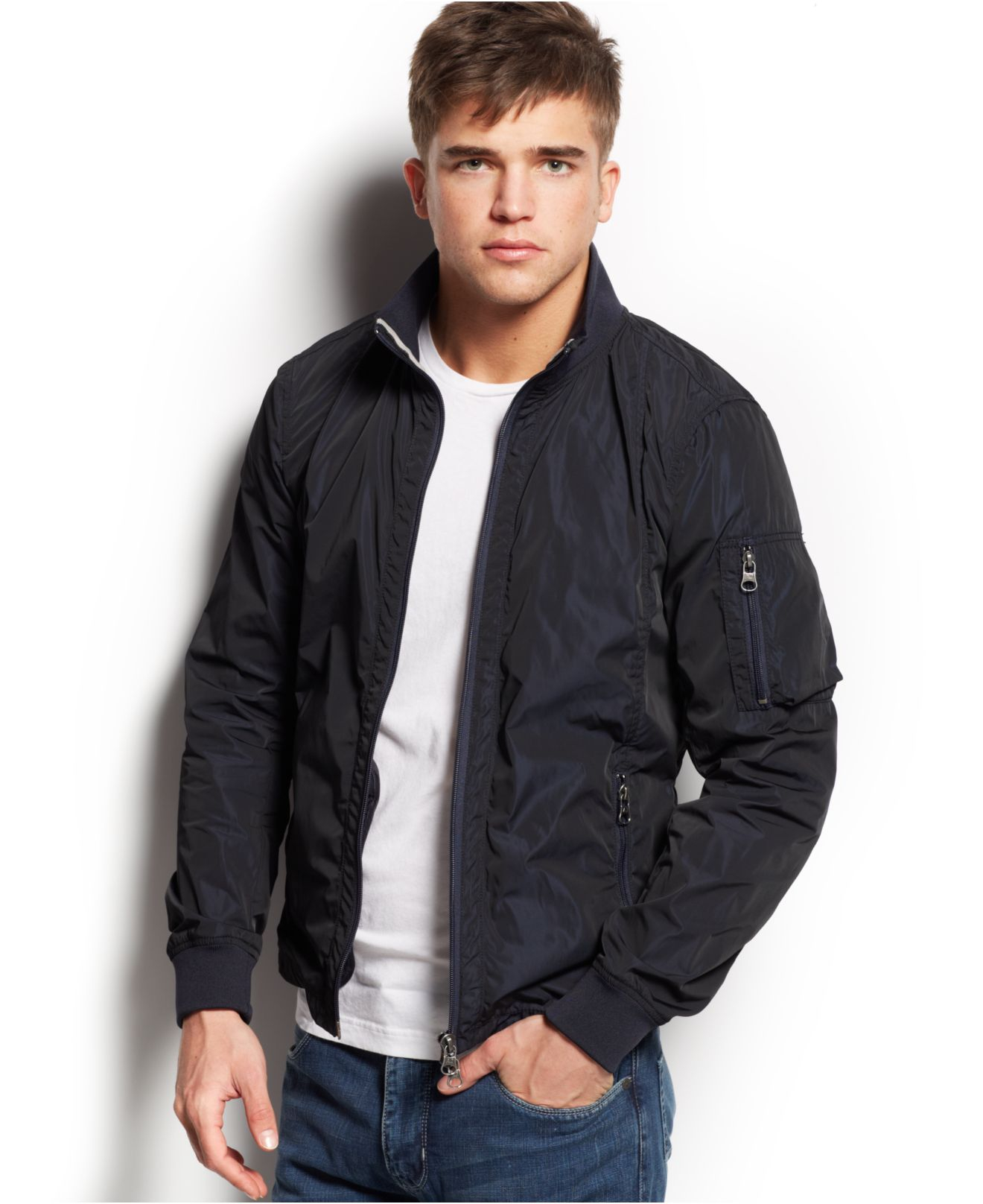 Armani jeans  Iridescent Bomber Jacket  in Black  for Men  Lyst