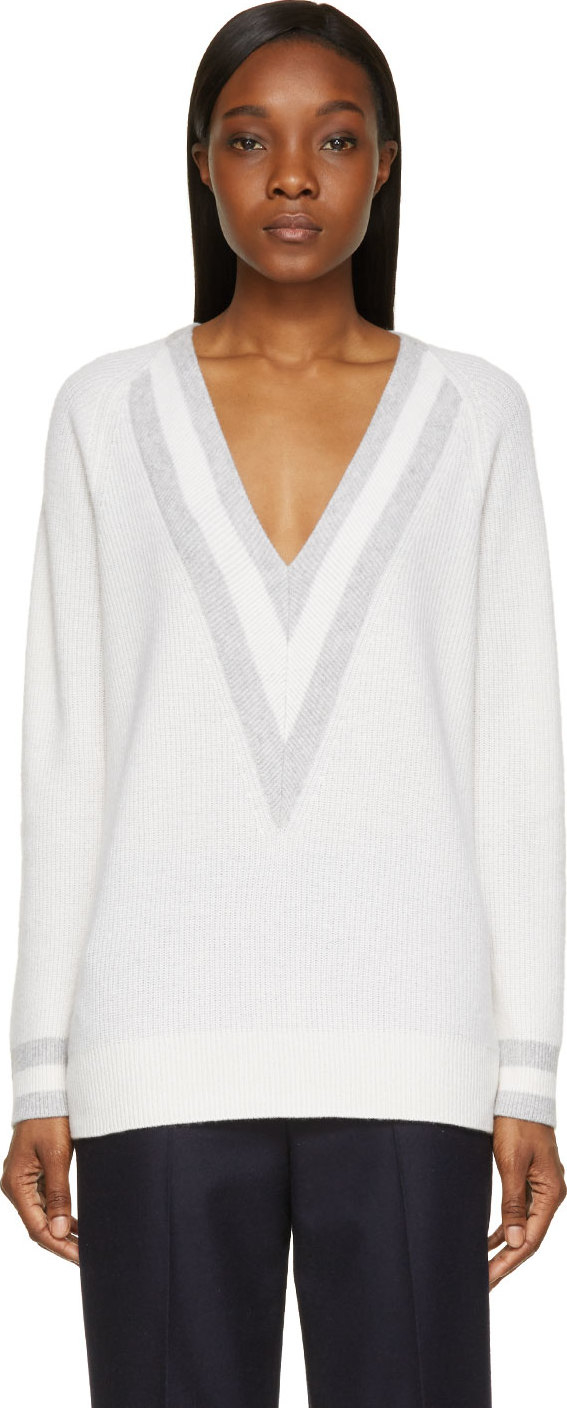 Lyst - Rag & Bone White Cashmere Talia V_Neck Sweater in White