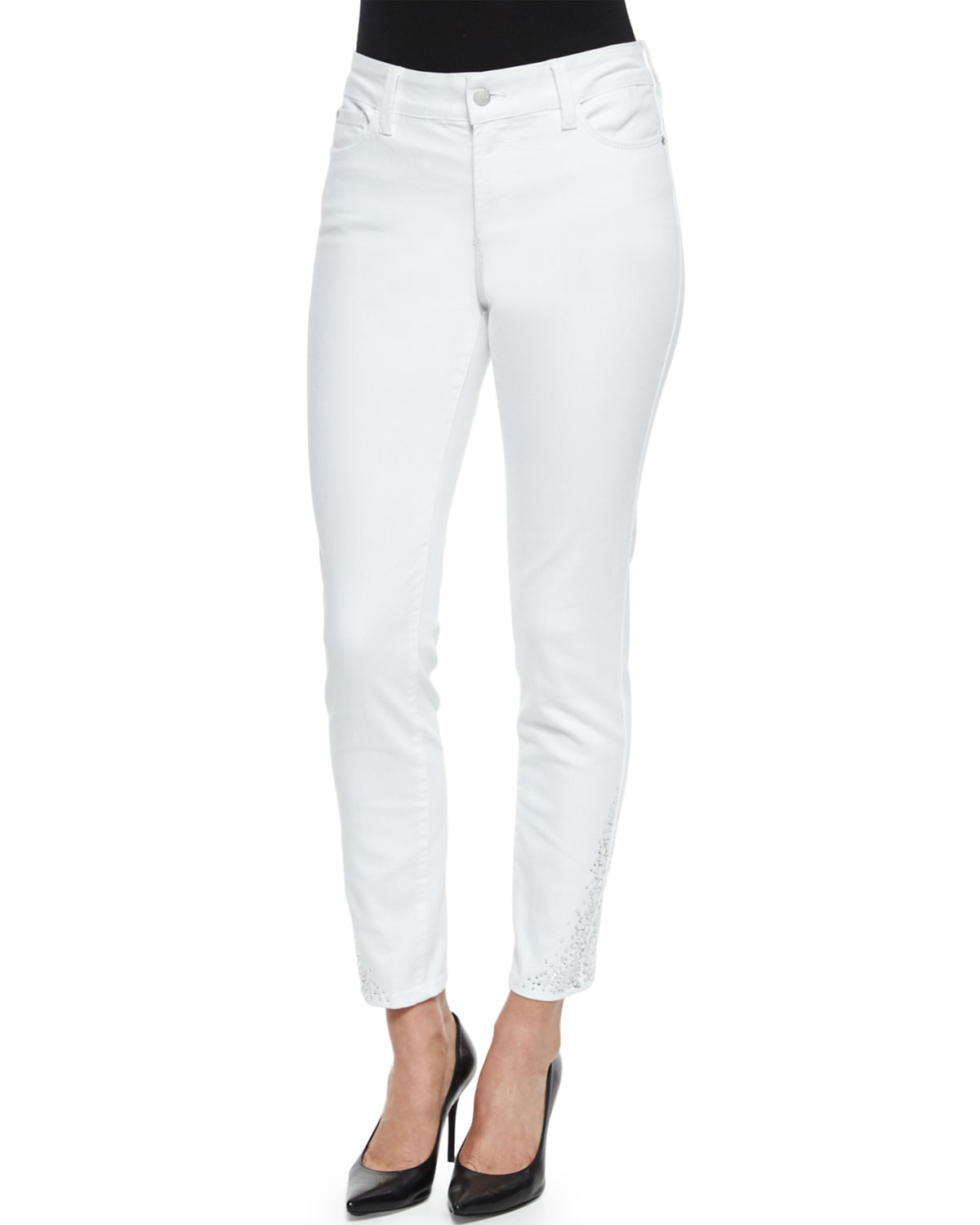 Lyst - Nydj Amira Narrow Ankle Jeans in White