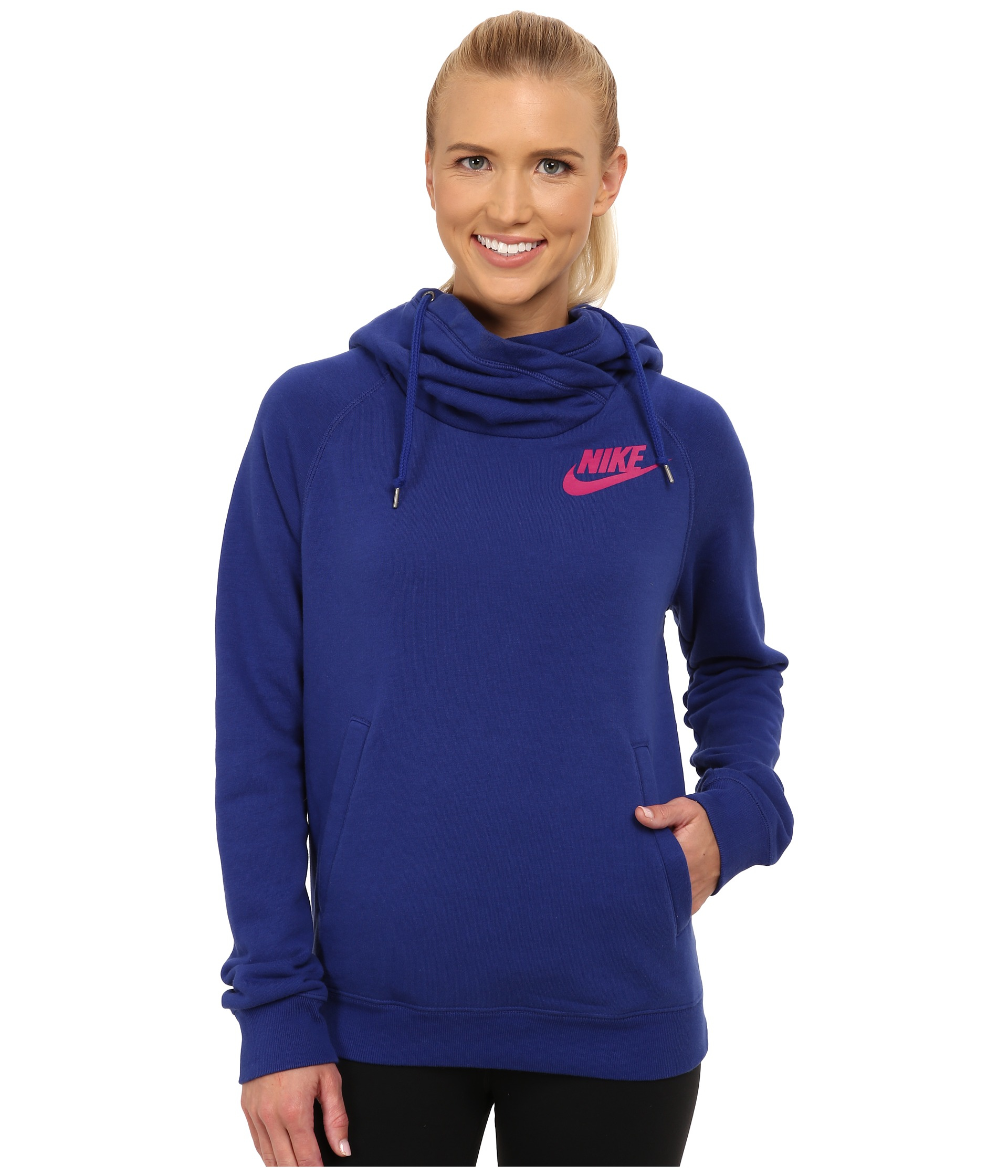 Nike Rally Funnel Neck Hoodie in Blue (Deep Royal Blue/Deep Royal Blue/)