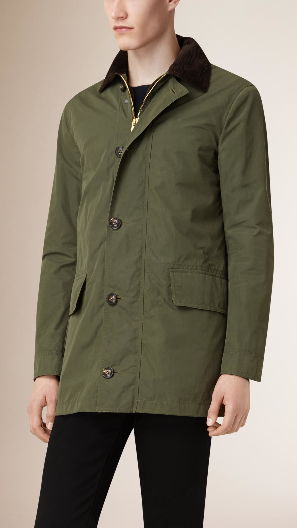 Burberry Technical Cotton Blend Jacket With Warmer in Green for Men | Lyst