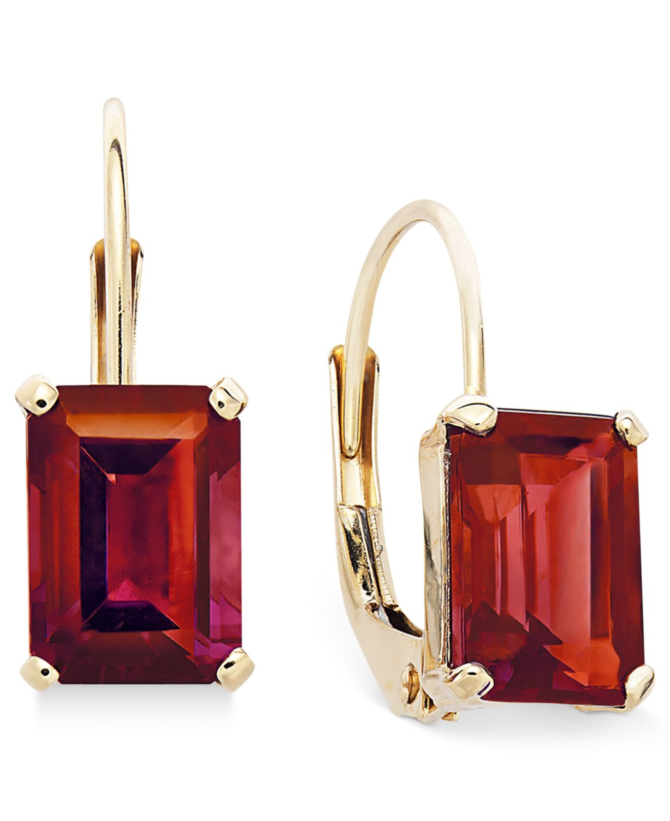 Lyst Macy S 10k Gold Earrings Emerald Cut Garnet Leverback Gallery