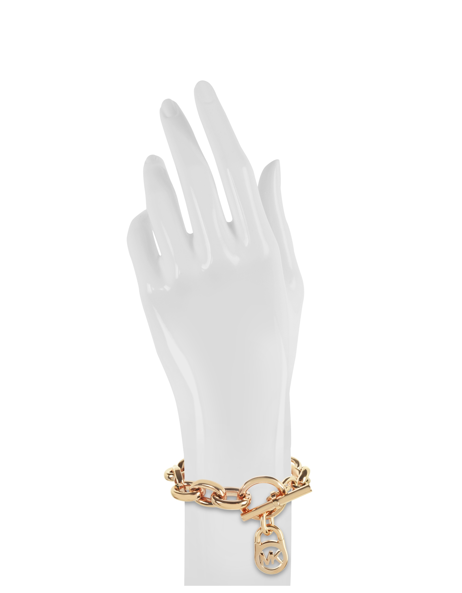 Lyst Michael Kors Heritage Rose Gold Tone Logo Lock Charm Women S Gallery Women S Michael Kors Charm Gold Bangles