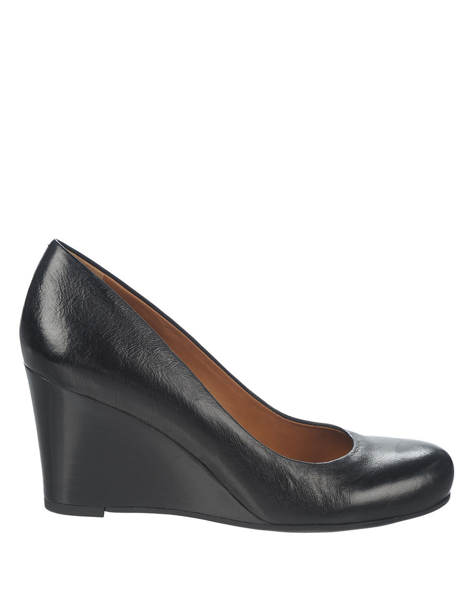Franco sarto Rina Leather Wedge Pumps in Black | Lyst
