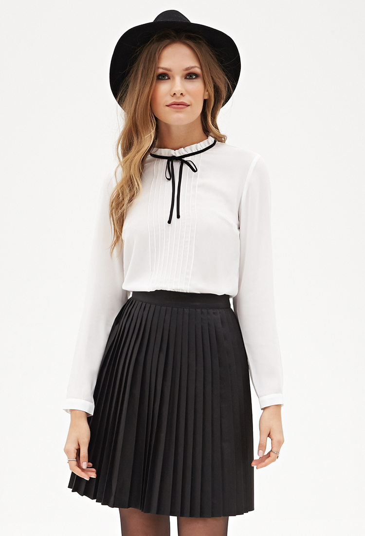 Forever 21 Contemporary Faux Leather Pleated Skirt In Black Lyst