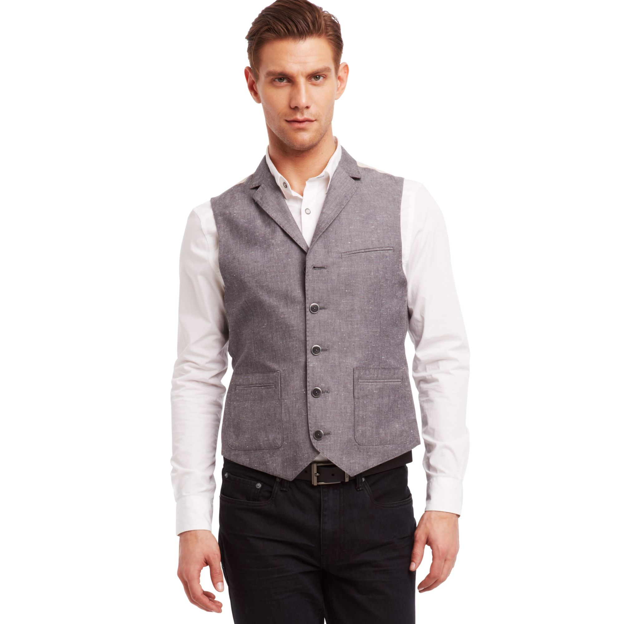 Kenneth Cole Reaction Collared Vest in Gray for Men (Dim Grey Combo) | Lyst