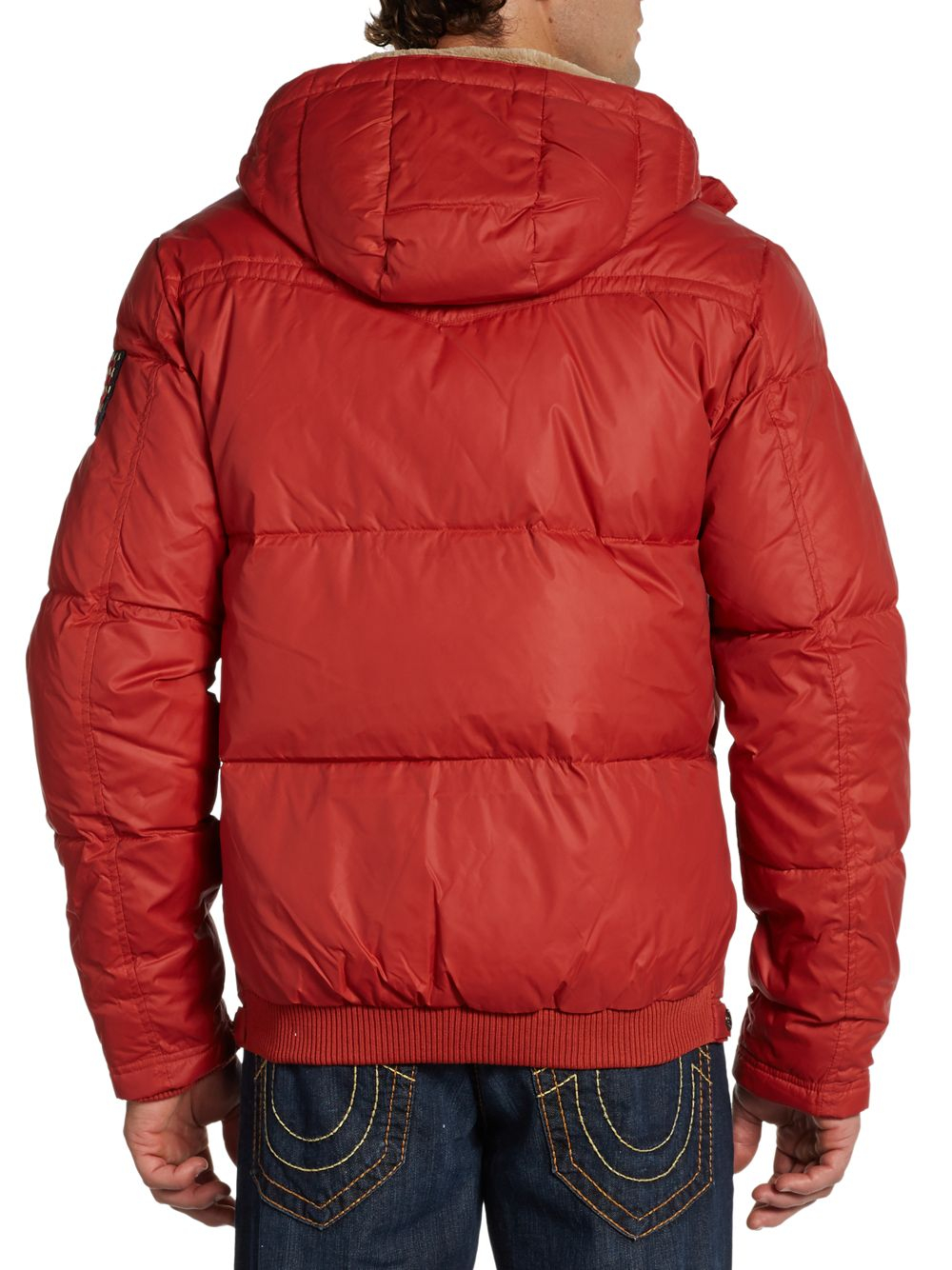Lyst - True Religion Faux Shearling Puffer Jacket in Red for Men