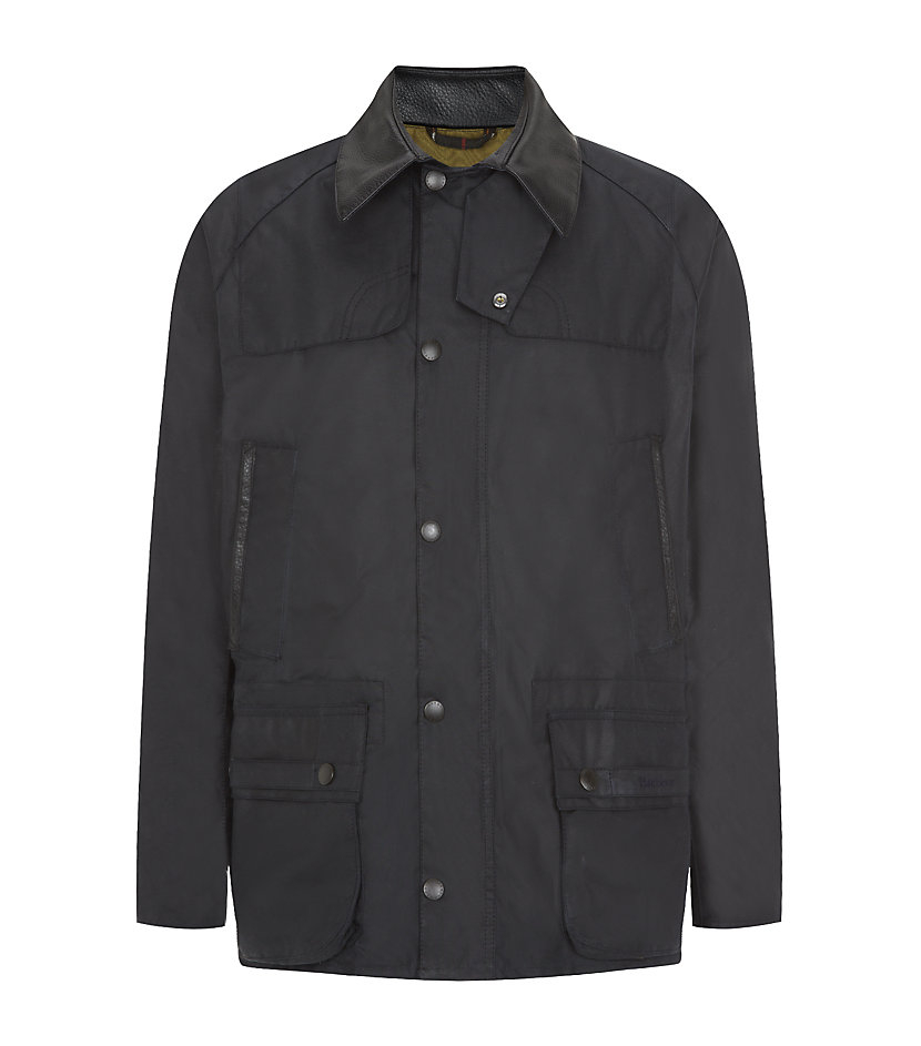 Barbour Polo Arkle Leather Collar Jacket in Blue for Men | Lyst