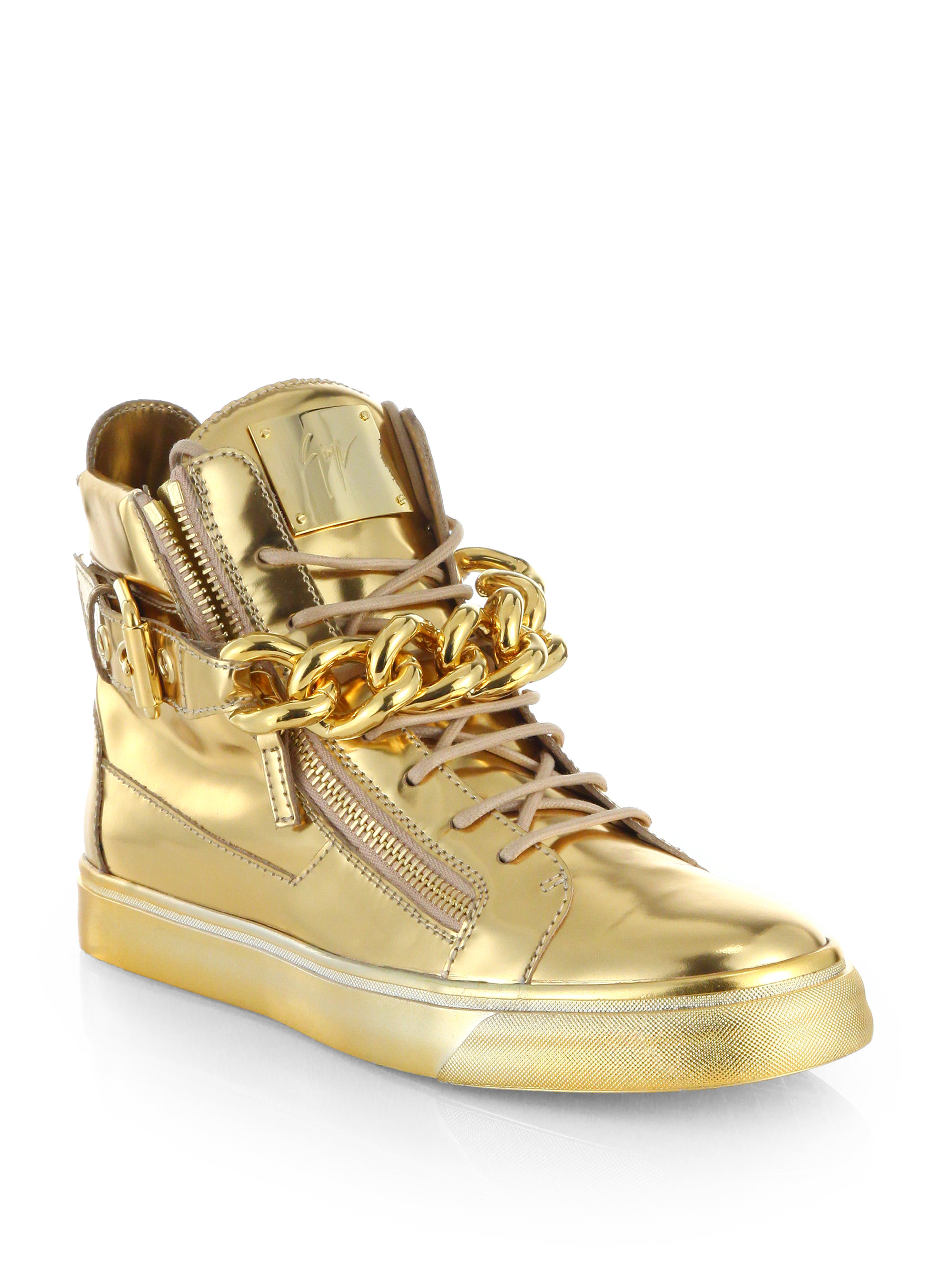 Lyst - Giuseppe Zanotti Mens Metallic Chain & Zipper High-top Sneaker ...