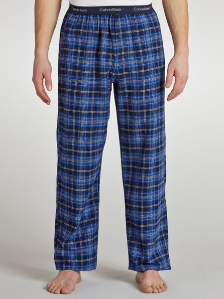 Calvin Klein Flannel Check Pyjama Bottoms in Blue for Men | Lyst