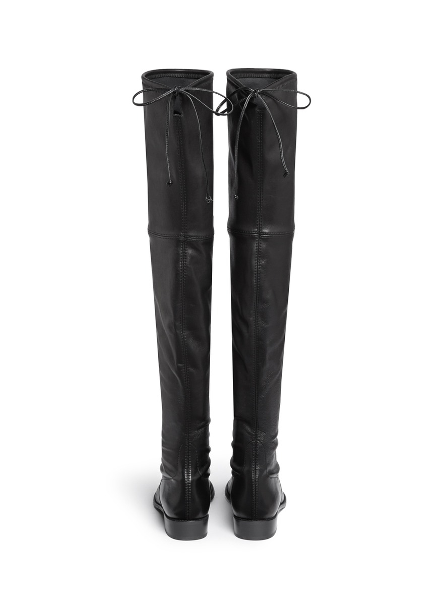 Stuart weitzman 'lowland' Stretch Leather Thigh High Boots in Black | Lyst