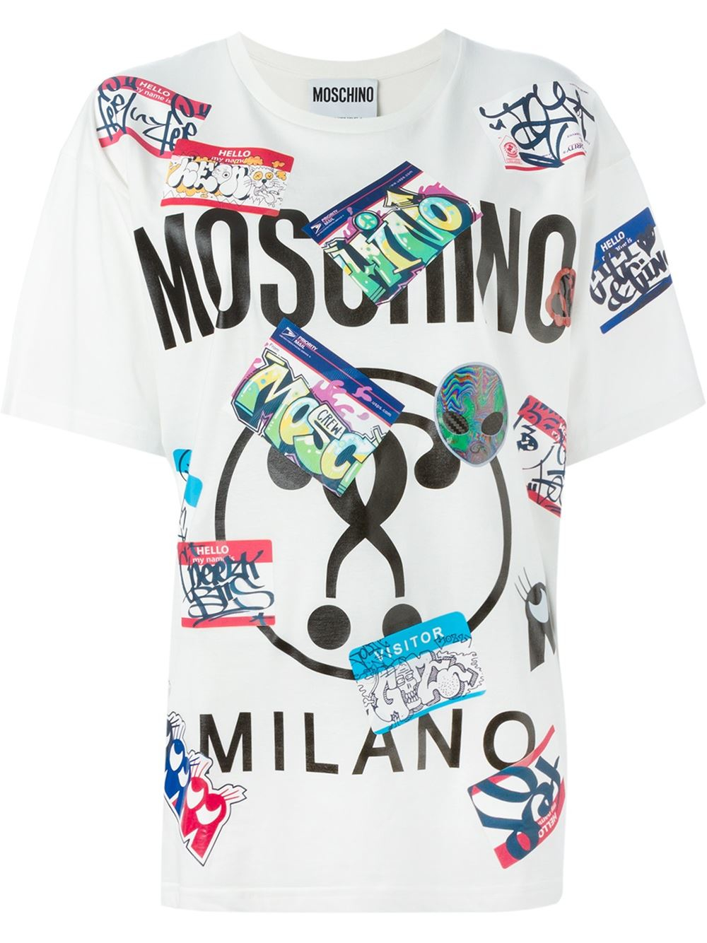 Moschino Name Tag Print T-shirt in White | Lyst