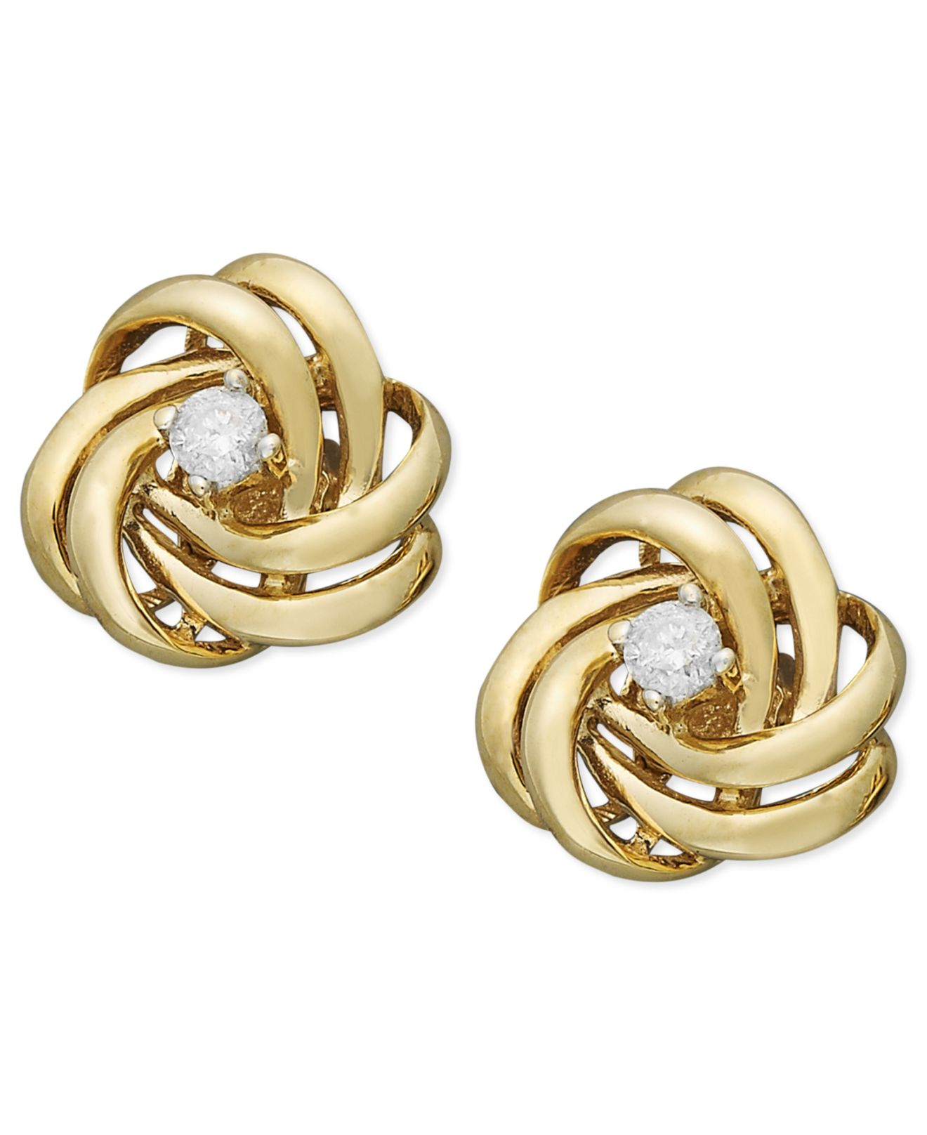 Lyst Wred In Love 14k Gold Diamond Knot Earrings 1 10 Ct T W Gallery