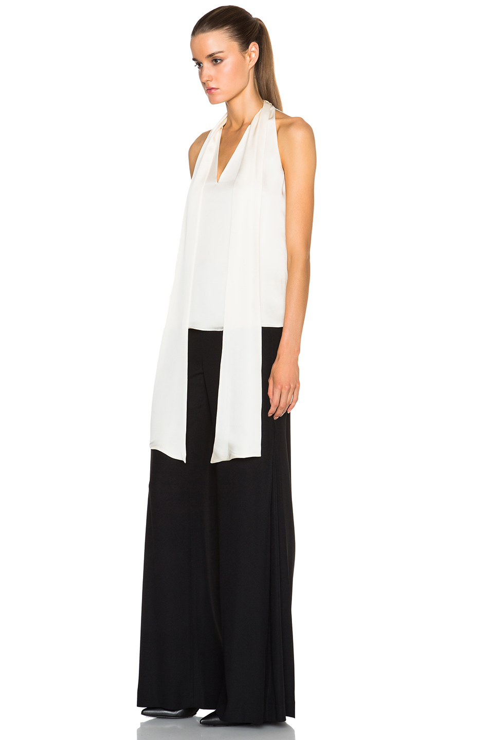 Prabal gurung Silk Satin Chiffon Scarf Blouse in White | Lyst