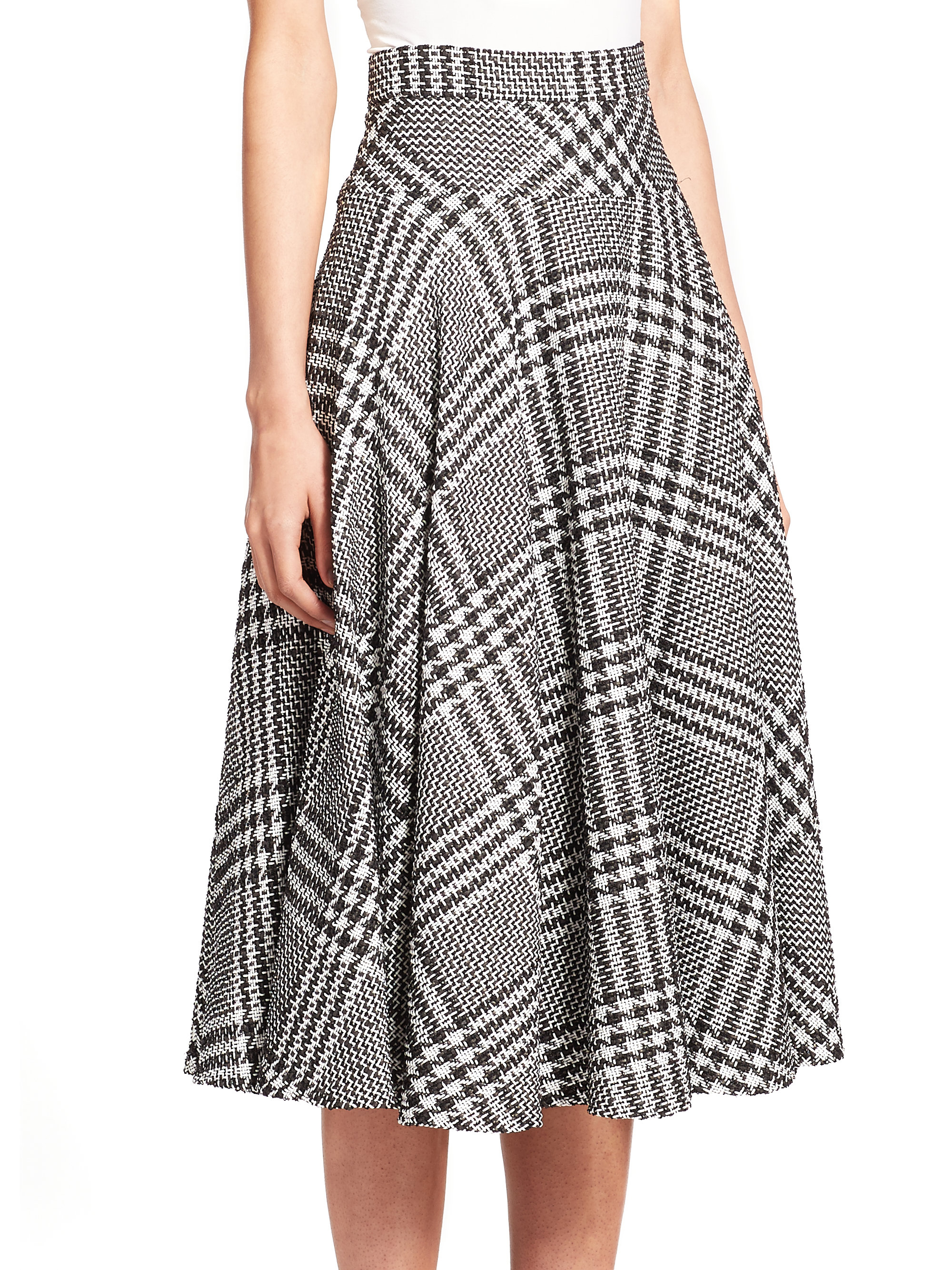 Lyst - Escada Houndstooth Check Skirt in Black