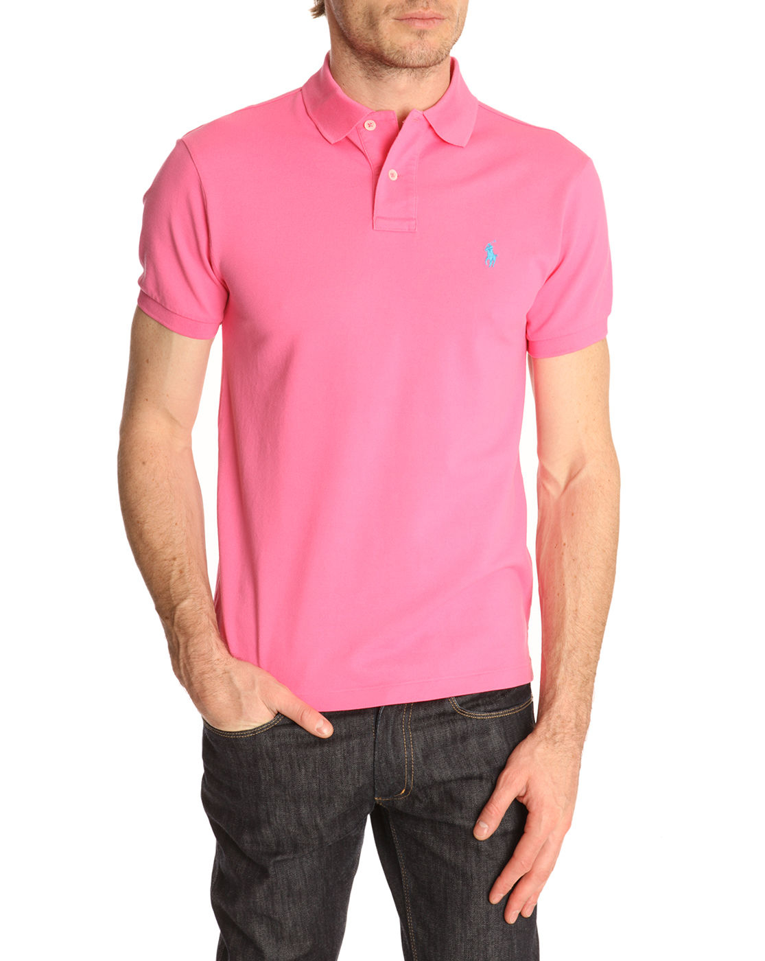 Polo ralph lauren Baja Pink Slim Fit Stretch Polo Shirt in Pink for Men ...
