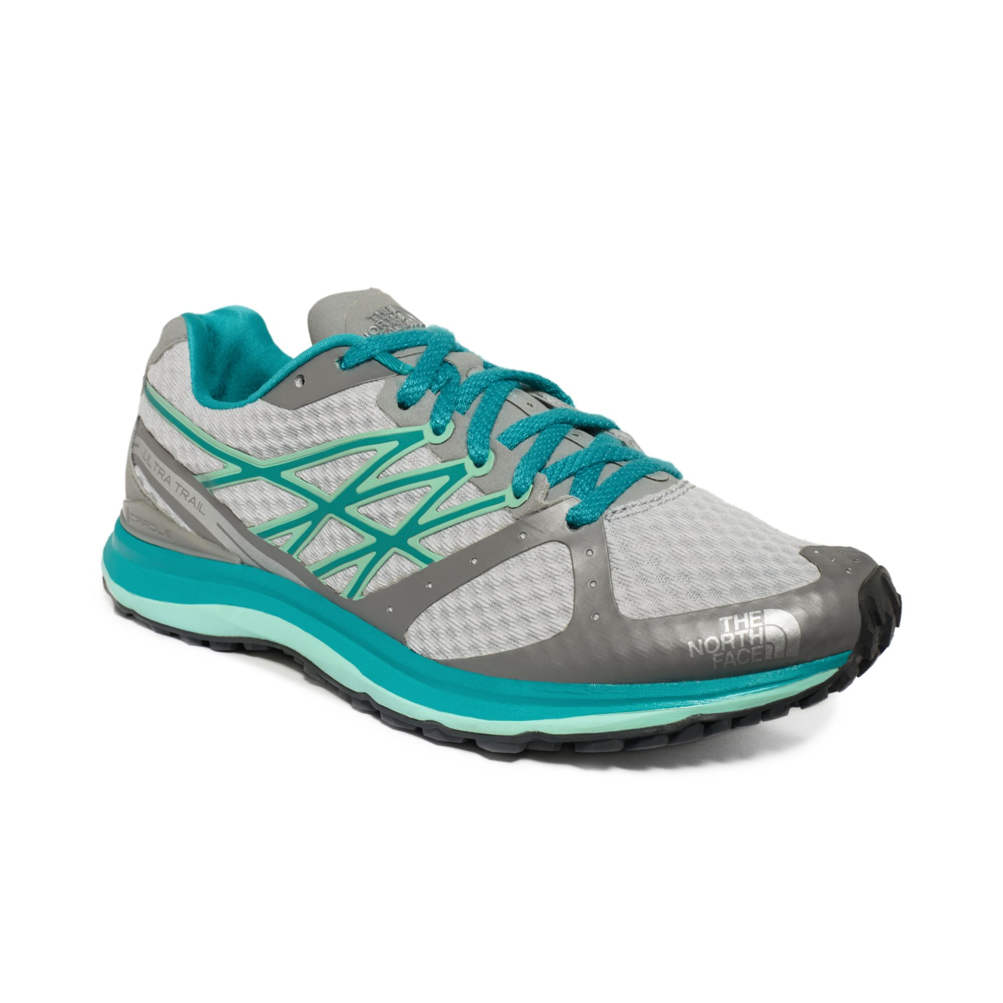 The North Face Womens Ultra Trail Sneakers in Green (High Rise Grey ...