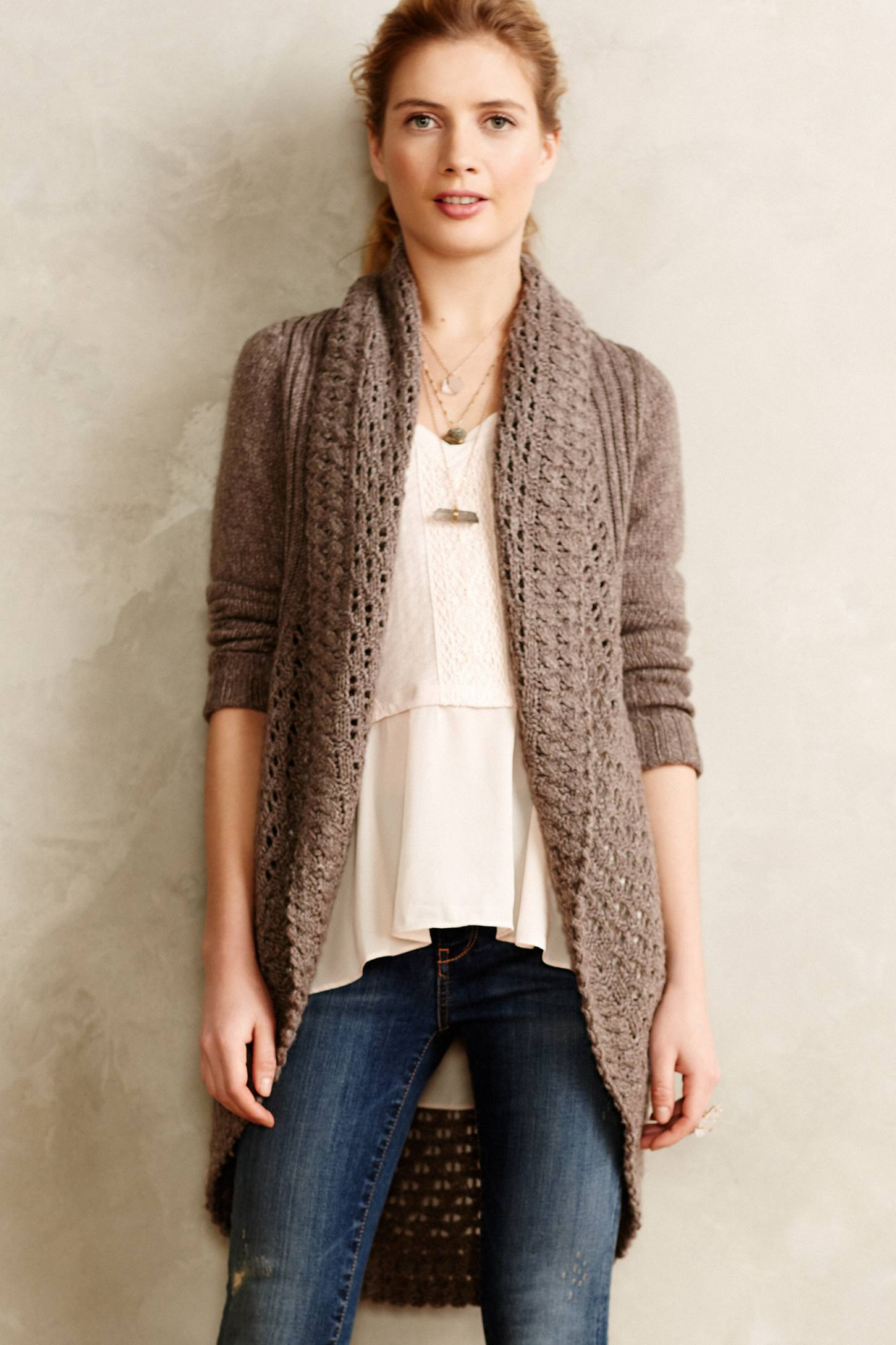 Angel of the north Deni Cocoon Cardigan in Brown | Lyst