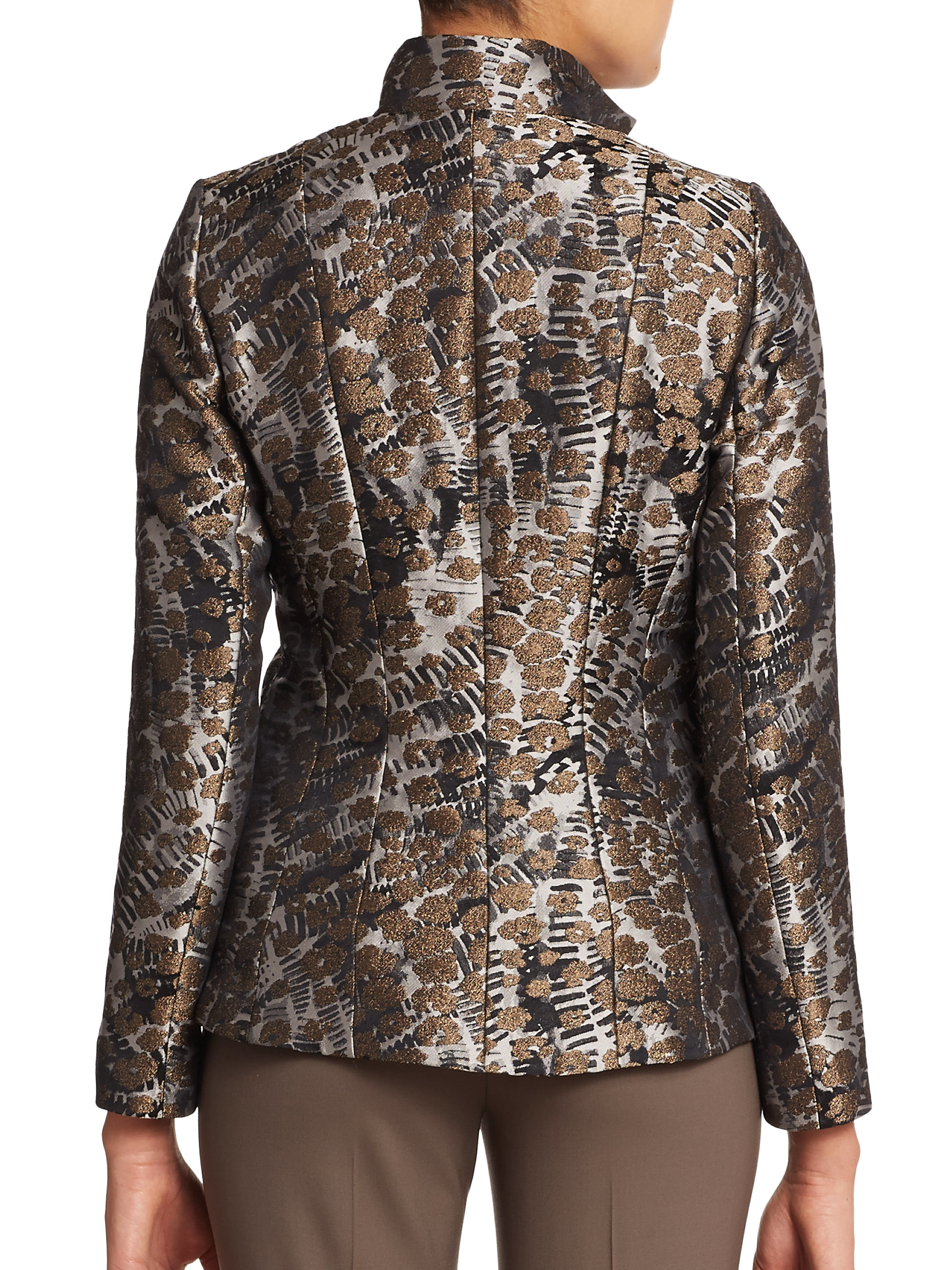 Lyst - Lafayette 148 New York Maris Abstract Print Jacket in Brown