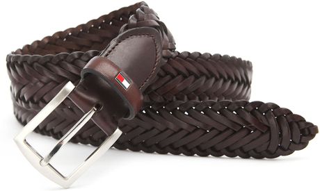 Tommy Hilfiger Almerico Brown Leather Braided Belt in Brown for Men | Lyst