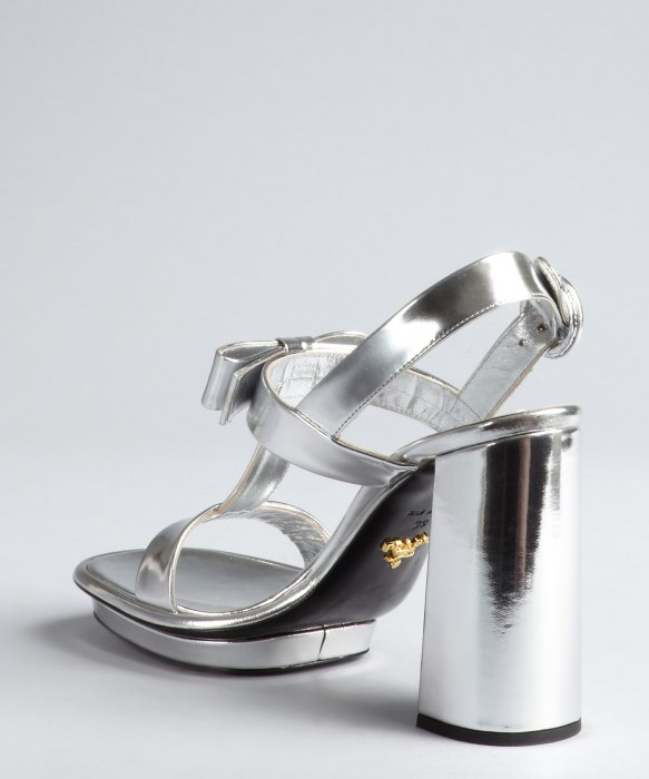 silver embellished block heel sandals