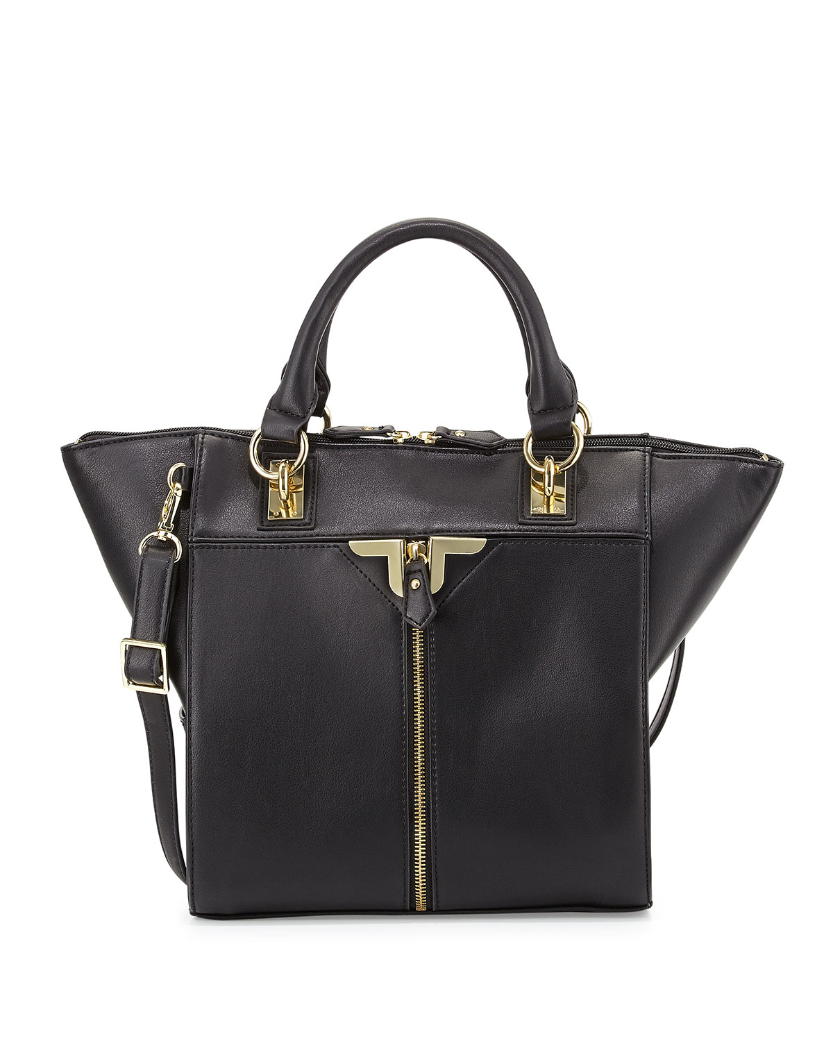 Danielle nicole Faux-Leather Zip-Front Tote Bag in Black | Lyst