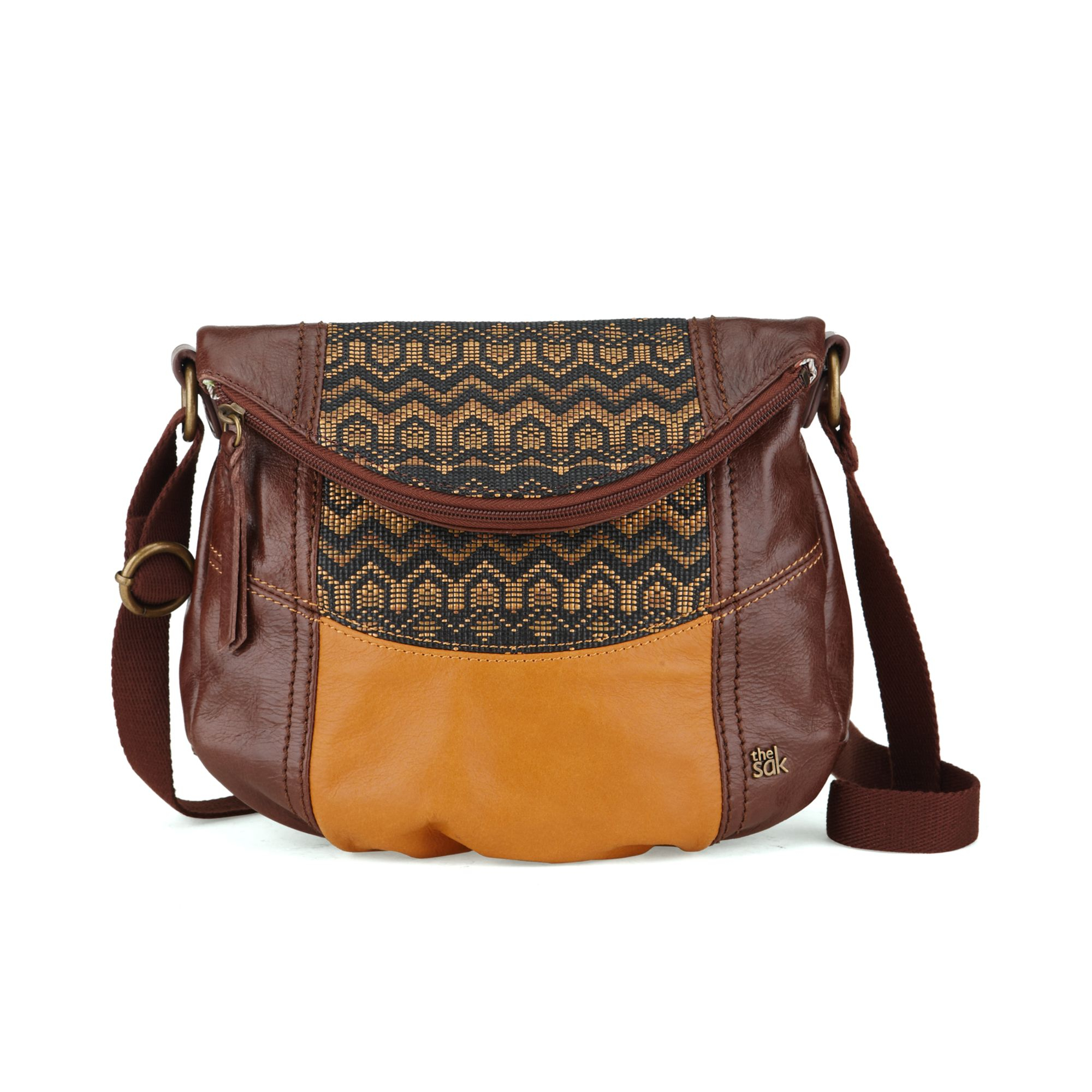 The sak Deena Flap Leather Crossbody in Brown (OCHRE TRIBAL) Lyst